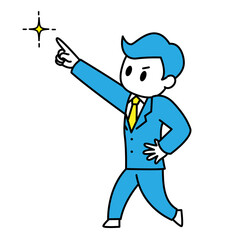 男性　ビジネス　やる気　目標　モチベーション　全身　イラスト
