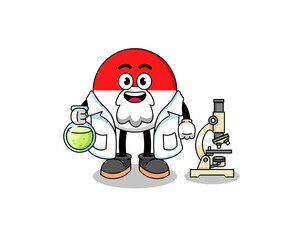 Mascot of indonesia flag as a scientist