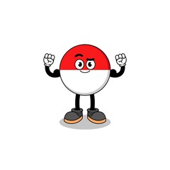 Mascot cartoon of indonesia flag posing with muscle