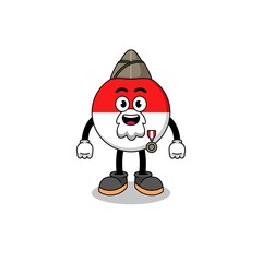 Character cartoon of indonesia flag as a veteran