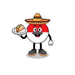 Character cartoon of indonesia flag as a mexican chef