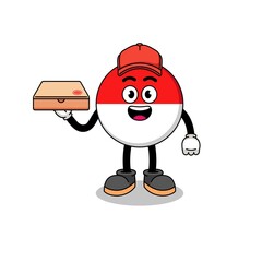 indonesia flag illustration as a pizza deliveryman