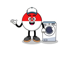 indonesia flag illustration as a laundry man