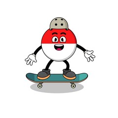 indonesia flag mascot playing a skateboard