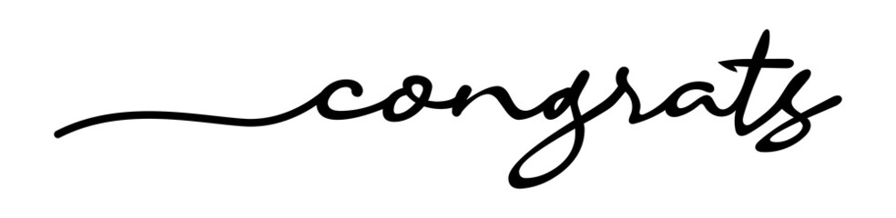 Congrats Handwriting Black Lettering Calligraphy Banner. Greeting Card Vector Illustration.