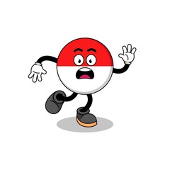 slipping indonesia flag mascot illustration