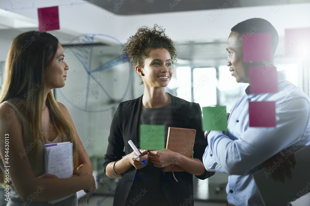 Poster brainstorming helps them prep for new projects. shot of a group of young businesspeople brainstormin