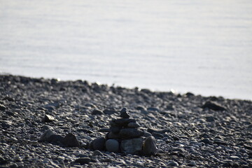zen stones on the beach