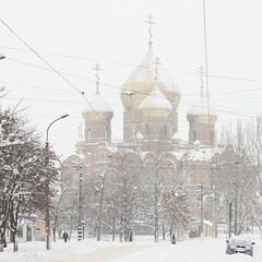Orthodox church in snowy winter