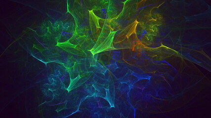 3D rendering abstract multicolor fractal light background
