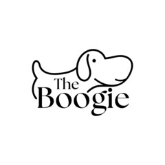 Dog logo design template. Pet silhouette label illustration isolated on background. Modern animal badge for veterinary clinic, pet food