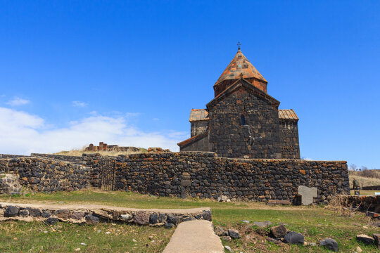 The buildings of the ancient monastery of Sevanavank near Lake Sevan in Armenia 