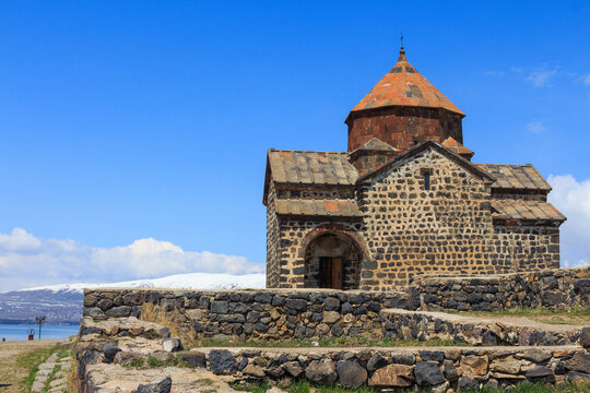 The buildings of the ancient monastery of Sevanavank near Lake Sevan in Armenia 