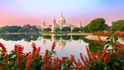 View of a large marble building in Central Kolkata, Named as The Victoria Memorial ,a which was...