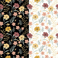 Trendy Floral Seamless Pattern. Earth color pallete. Spring collection for fashion and print. 