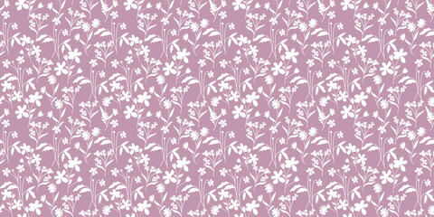 Blooming meadow seamless pattern. Spring summer collection. Trendy color for fashion. wallpapers, and print. A lot of flowers.  Ditsy style. 