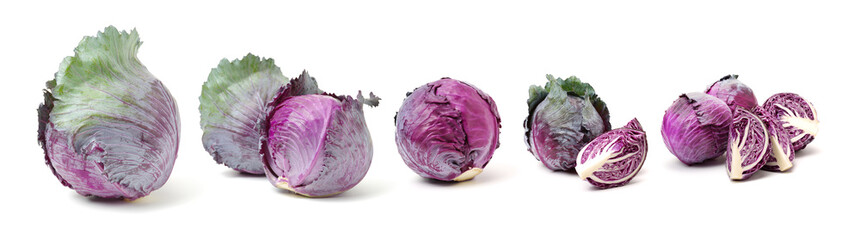 fresh red cabbage on a white background