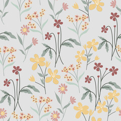 Flowers Vector Seamless Pattern. Ditsy style. Pattern for fashion and print. 