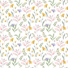 Watercolor Floral Seamless Pattern. Spring collection for fashion and print. 