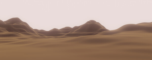 Fototapeta na wymiar 3D desert topography. Brown terrain.