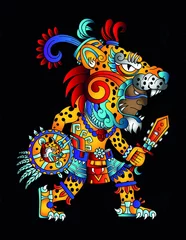 Foto op Plexiglas jaguar aztec warrior design © cat poe
