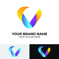 V letter initial colorful gradient design