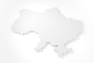 Stylich 3D map of Ukraine in shades of grey on light background