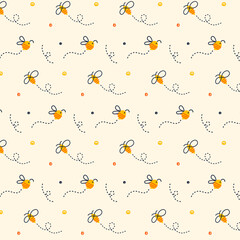seamless pattern with flowers and bee