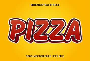 pizza text effect with red and yellow color. Editable text effects for templates.