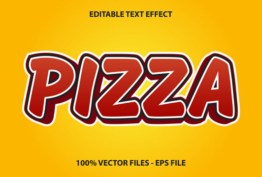 pizza text effect with red and yellow color. Editable text effects for templates.