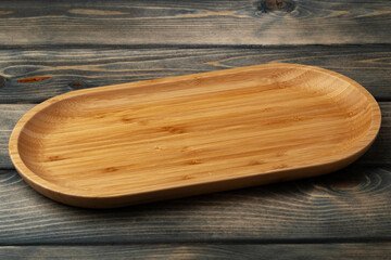 Wooden board for food on wooden background