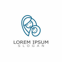 Mom and baby care logo design concept inspiration template  icon