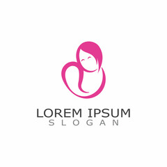 Mom and baby care logo design concept inspiration template  icon