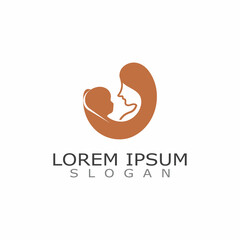 Mom and baby care logo design concept inspiration template  icon