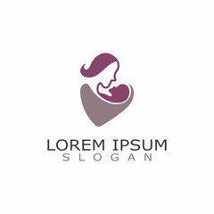 Mom and baby care logo design concept inspiration template  icon