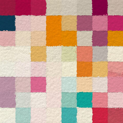 Colorful squares pattern with a rough texture. Background texture wall and have copy space for text. Picture for creative wallpaper or design art work.
