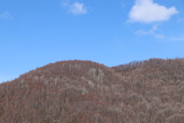 blue sky and winter mountains
