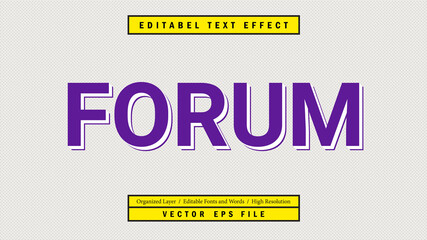 Editable Forum Font Design. Alphabet Typography Template Text Effect. Lettering Vector Illustration for Product Brand and Business Logo.