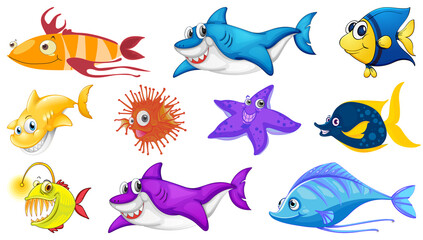 Sea animals cartoon collection