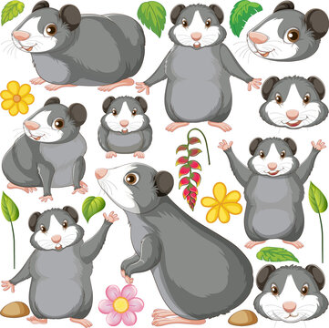 Seamless pattern with cute hamsters
