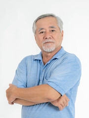 Portrait Asian senior man , old man , good health isolated on white background - lifestyle senior...
