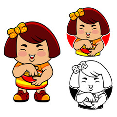 A girl who is enjoying her snack