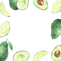 Backdrop with watercolor illustrated avocado