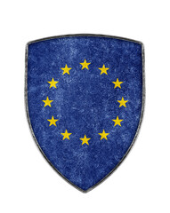 European Union metal shield isolated on white background