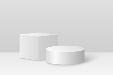 Fashion pedestal. Cylinder shape podium for product presentation.