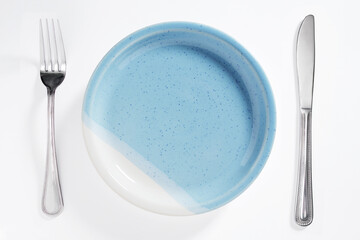 Blue plate and cutlery