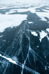 Baikal clear ice and cracks