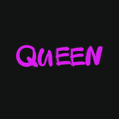 Queen -  urban Graffiti Tag inscription lettering. Aerosol female spray paint 