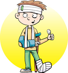 boy with minor injuries to his body