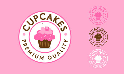 Pink Cupcake seal logo style